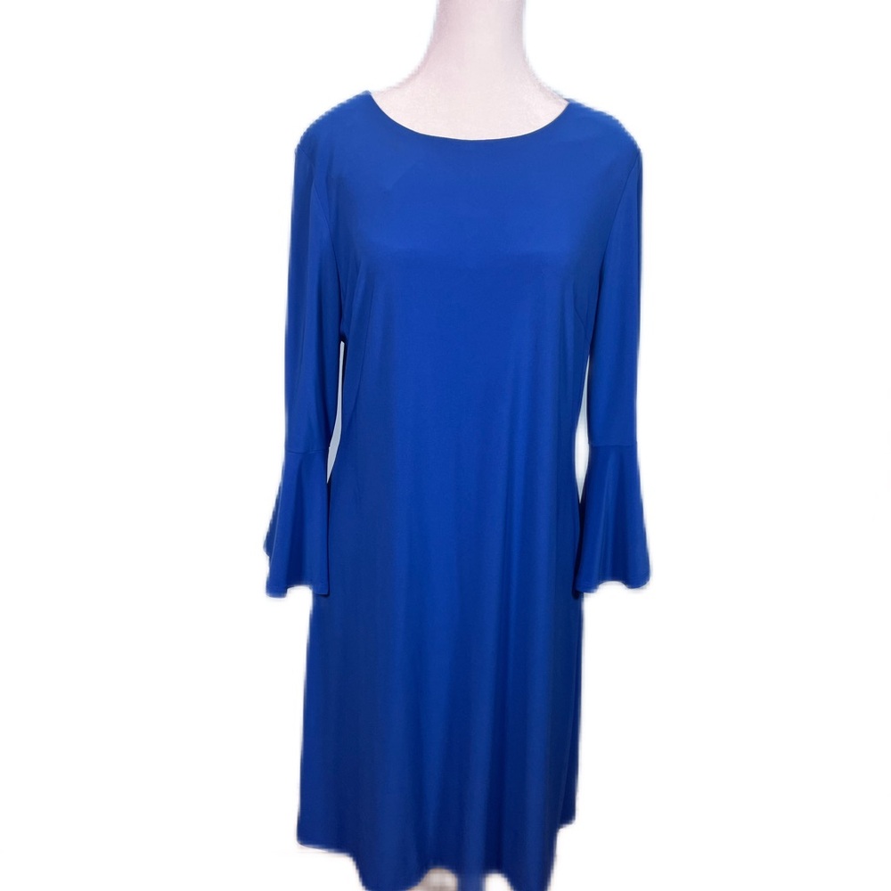 NWOT Tommy Hilfiger Royal Blue Dress Peplum Sleeves‎ Size 12